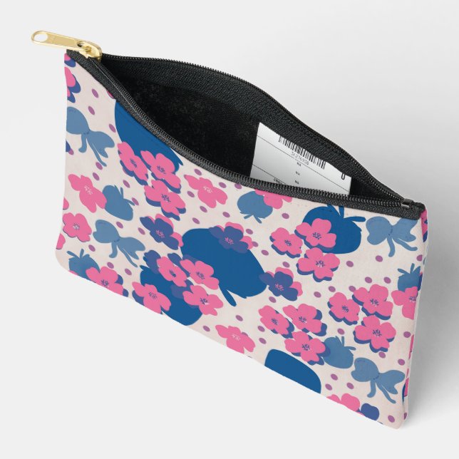 Neon Wild Flower Strawberry  Accessory Pouch (Open)