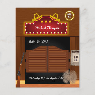 Neon Wild West Cowboy themed Graduation Party Flyer