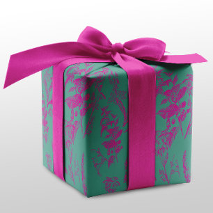 Neon Wildflower Pink & Turquoise Wrapping Paper Sheet