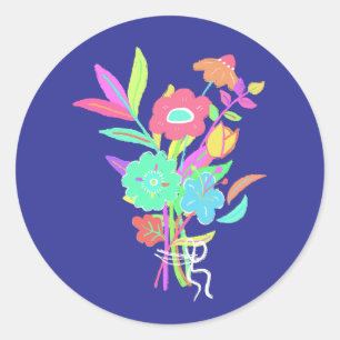 Neon Wildflowers Classic Round Sticker