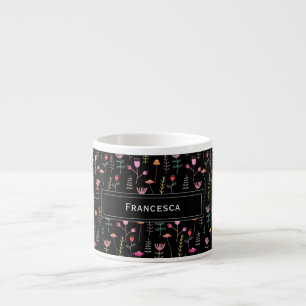 Neon Wildflowers, custom monogram Espresso Cup