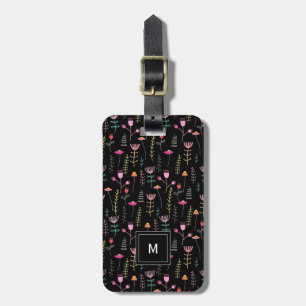Neon Wildflowers on Black,  Luggage Tag