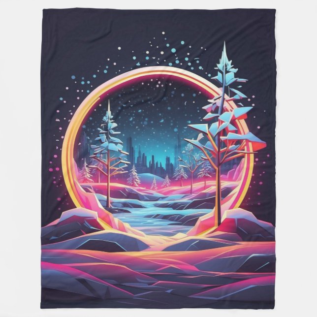 Neon winter wonderland fleece blanket (Front)