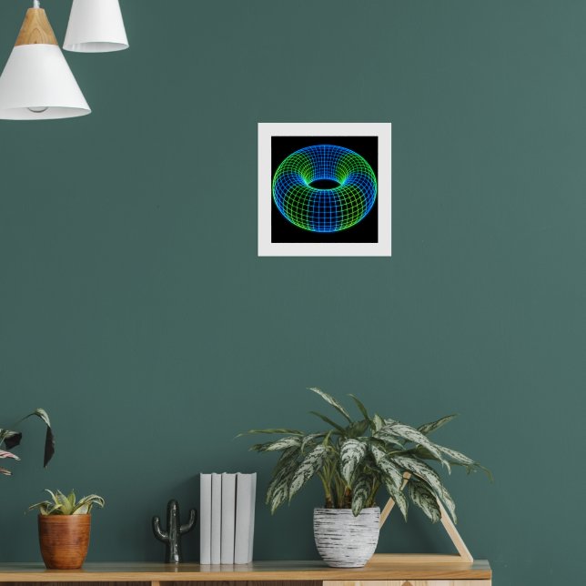 Neon Wireframe Torus Poster (Living Room 1)