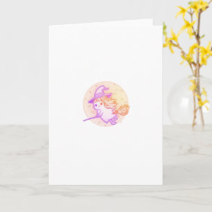 Neon Witchy Halloween Greeting Card – Retro Spooky