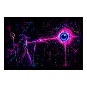 Neon Wizard Poster