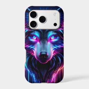 Neon Wolf Glowing Eyes Cyberpunk Futuristic Animal