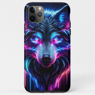 Neon Wolf Glowing Eyes Cyberpunk Futuristic Animal Case-Mate iPhone Case