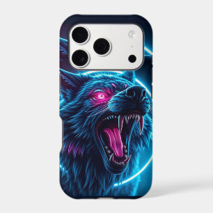 Neon Wolf Horror Glowing Eyes Dark Fantasy Animal