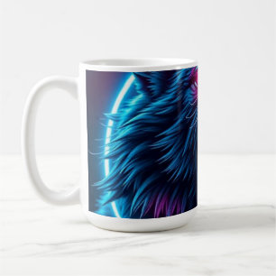 Neon Wolf Horror Glowing Eyes Dark Fantasy Animal Coffee Mug