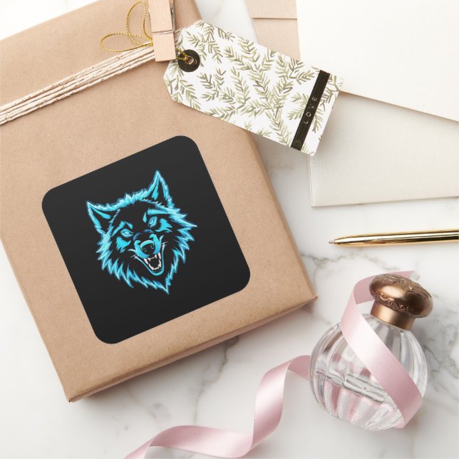 Neon Wolf Square Sticker (Gifting)
