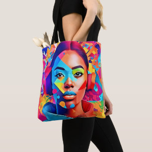 Neon Woman Dreams Digital Art Tote Bag