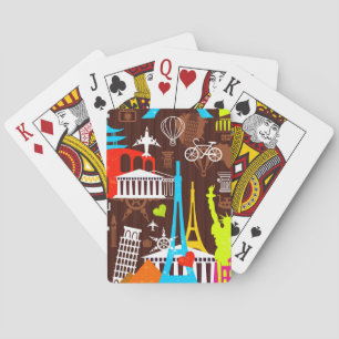Neon World Travel Pattern Playing Cards