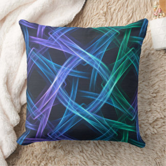 Neon Woven Light Ribbons Abstract Fusion Design Cushion
