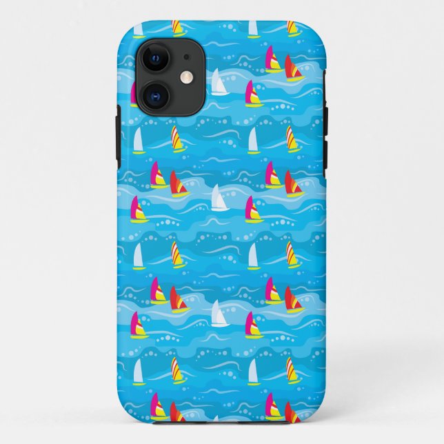 Neon Yacht Pattern Case-Mate iPhone Case (Back)