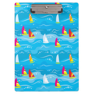 Neon Yacht Pattern Clipboard