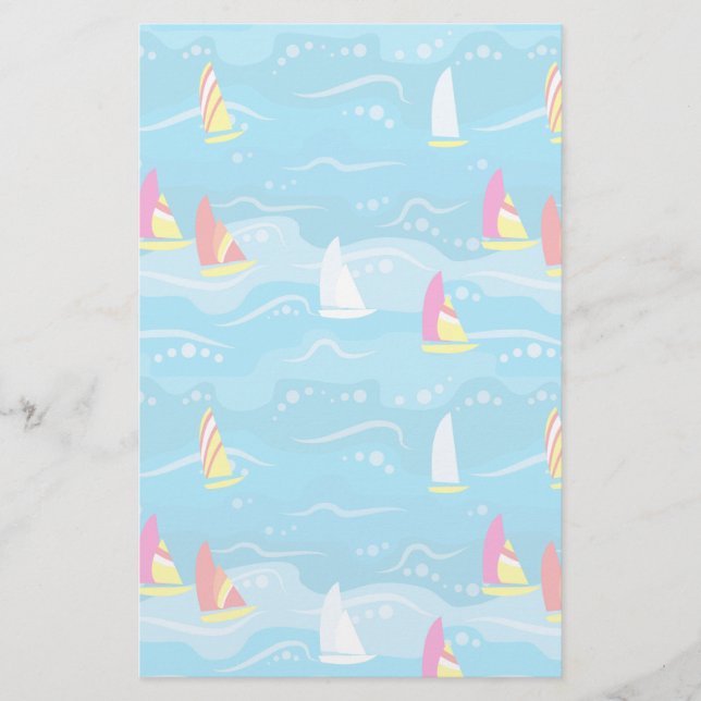 Neon Yacht Pattern Stationery (Front)