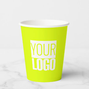 neon yellow - add bold logo paper cups
