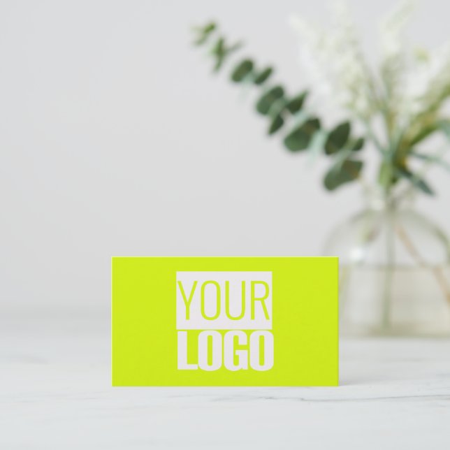  Neon  yellow  - add your  logo business card (Standing Front)