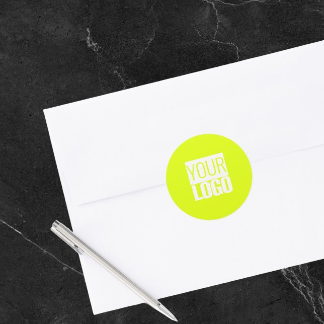  Neon  yellow  - add your  logo  Classic Round Sticker (Creator Uploaded)