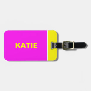 Neon Yellow an Pink travel luggage tag