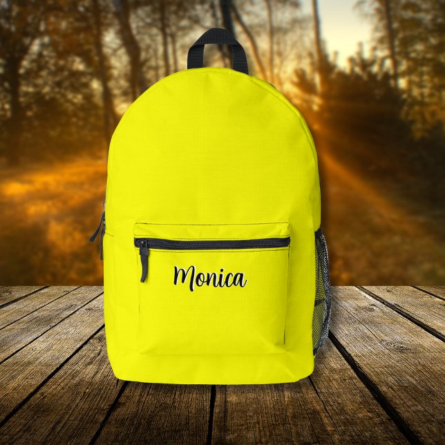 Neon Yellow and Black 3D Personalised Name  Printed Backpack (Creator Uploaded)