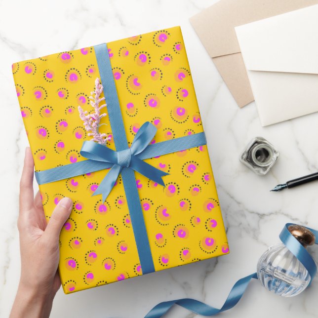 Neon Yellow and Pink Cheetah print wrapping paper (Gifting)