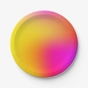 Neon Yellow and Pink Paper Plate