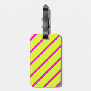 Neon yellow and vivid pink stripes luggage tag