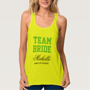 Neon yellow bachelorette tank tops for team bride