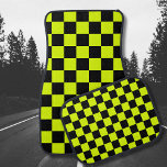 Neon Yellow Black Chequered Chequerboard Vintage Car Mat<br><div class="desc">Neon Yellow and Black Chequered Chequerboard | Vintage | Classic | Trendy | Stylish | Fashion | Minimal</div>