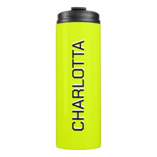 Neon Yellow Black Elegant Minimal Customised Thermal Tumbler