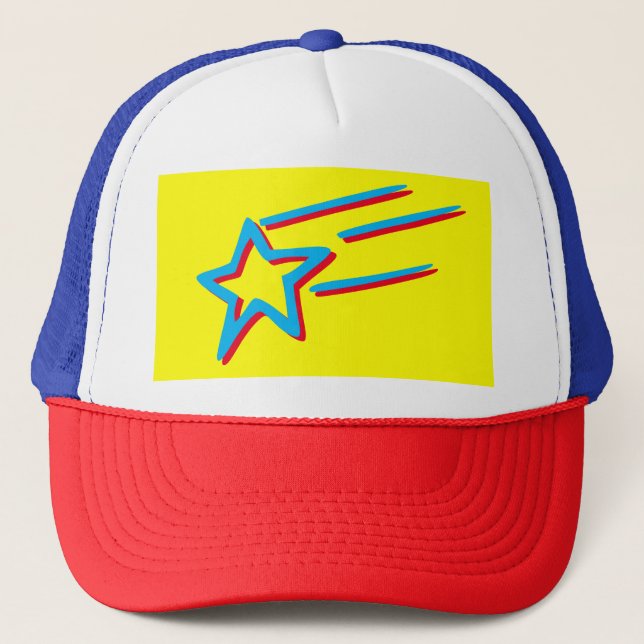 neon yellow - blue and red SHOOTING STAR | Trucker Hat (Front)