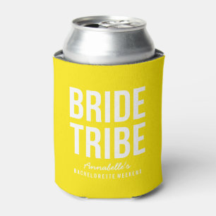 Neon Yellow Bride Tribe Can Cooler