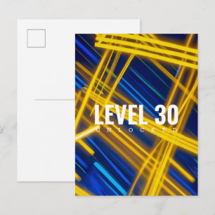 Neon Yellow Cyan Cyberpunk Light Trails Abstract Invitation Postcard