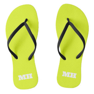 Neon Yellow Elegant Minimalist Colour Plain Bright Jandals