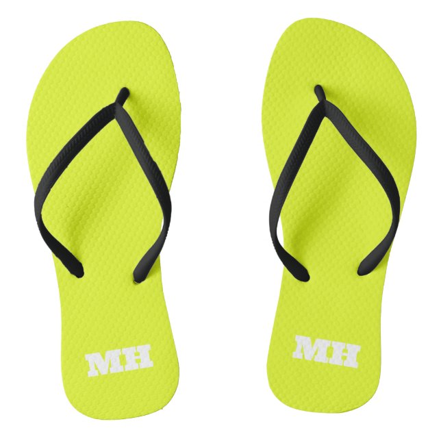 Neon Yellow Elegant Minimalist Colour Plain Bright Jandals (Footbed)