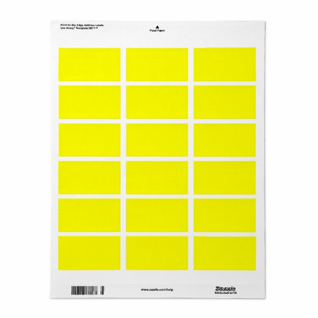 Neon yellow hex code FFFF01  Label (Full Sheet)