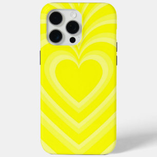Neon Yellow Hypnotic Heart Love Pattern iPhone 15 Pro Max Case