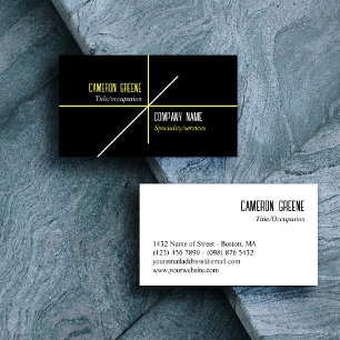 Neon Yellow Lines Black Business Card