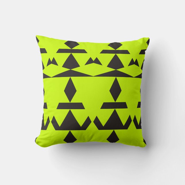 Neon Yellow Minimal Tribal Cushion (Front)