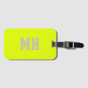 Neon Yellow Monogrammed Trendy Travel Bright Luggage Tag
