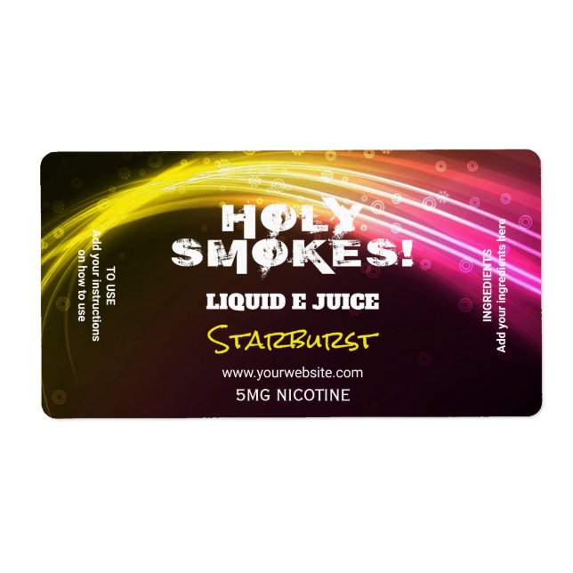 Neon Yellow Nicotine Vape E Juice Labels (Front)