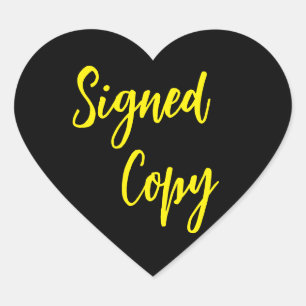 Neon yellow Signed copy Heart Sticker