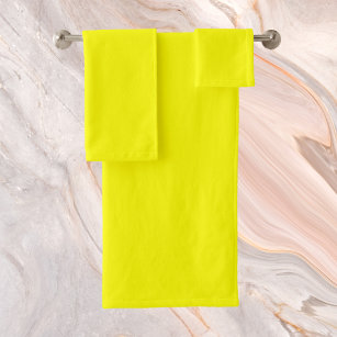 Neon Yellow Solid Color  Bath Towel Set