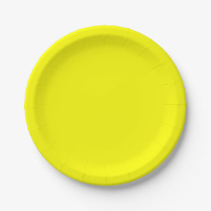 Neon Yellow Solid Color Paper Plate