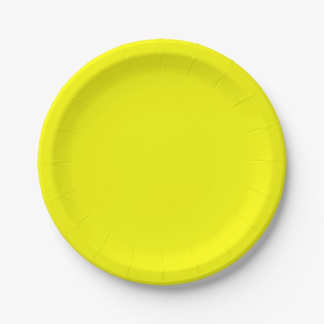 Neon Yellow Solid Colour Paper Plate (Front)