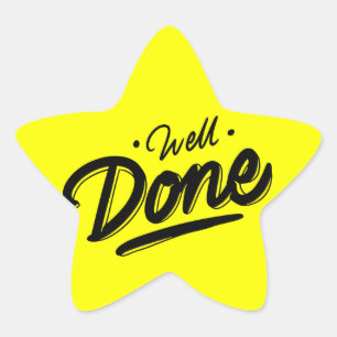Neon Yellow Well Done Student Reward Star Sticker