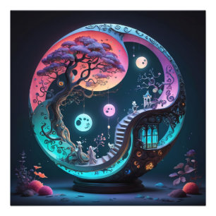 Neon Yin Yang Surreal Fantasy 1 Photo Print