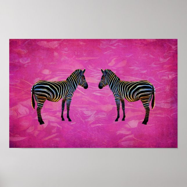 Neon Zebra Reflection Poster (Front)